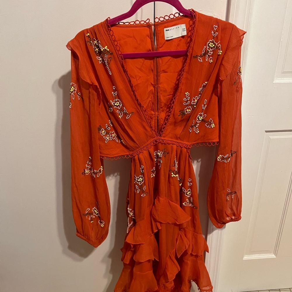 ASOS Beaded Mini Dress - Sz 10 - Picture 2 of 6